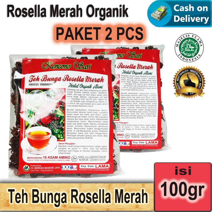 

[ PAKET 2 pcs ] Teh ROSELLA MERAH KENCONO SARI Curah Bunga - 100gram