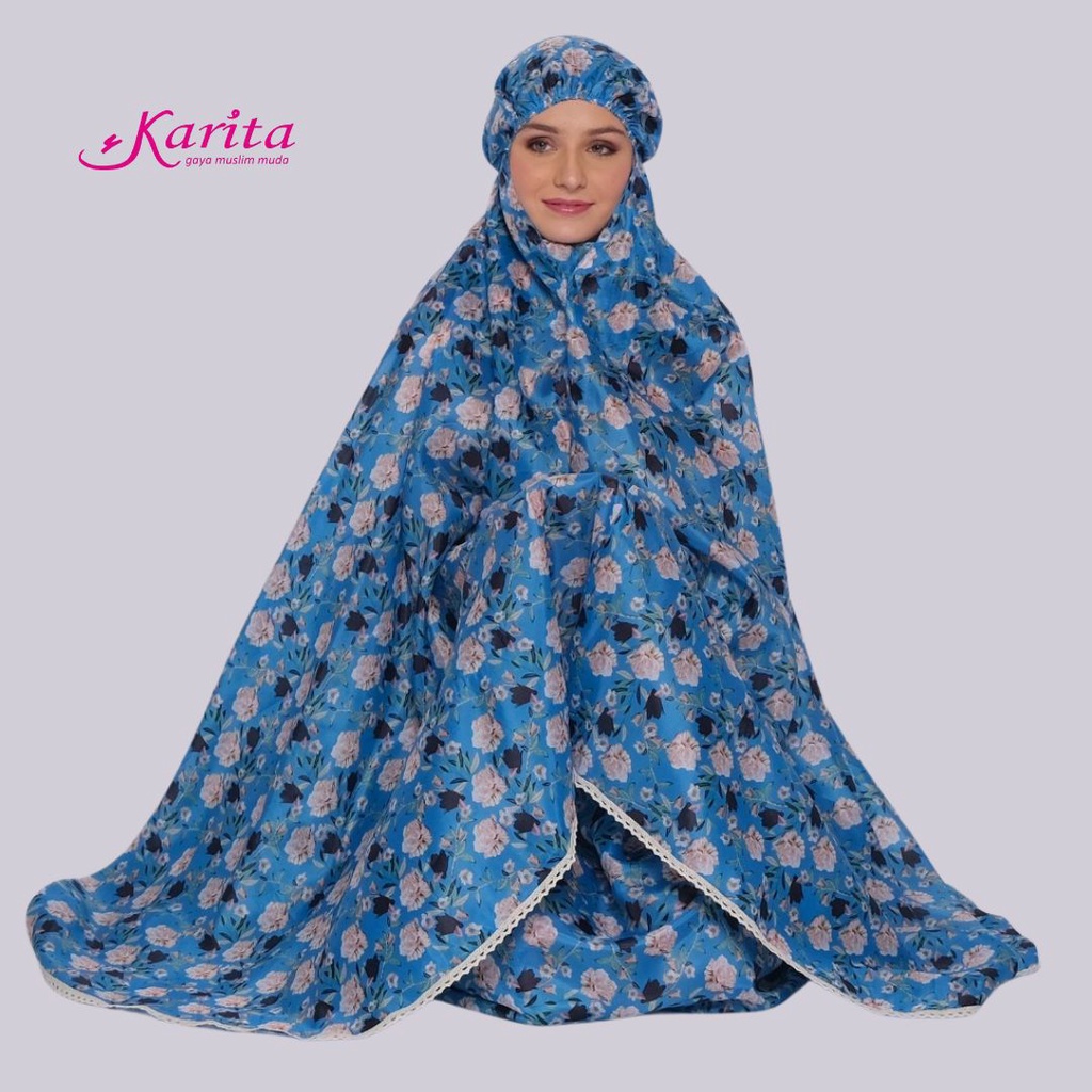 Karita - Mukena Atas Bawah Motif Ruselia Renda Tas Mini Travel