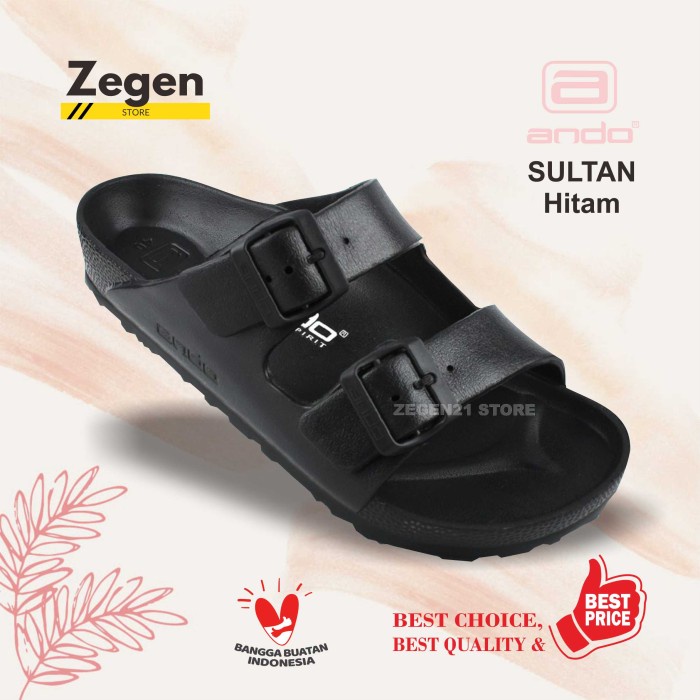 DRB ANDO SULTAN Sandal Casual Pria Dewasa Sendal Selop Ando Original - Hitam, 41