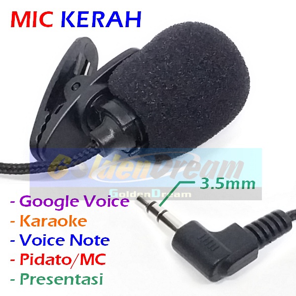 Mic Kerah Kabel Collar Microphone + Clip Jepit Google Voice Laptop MC
