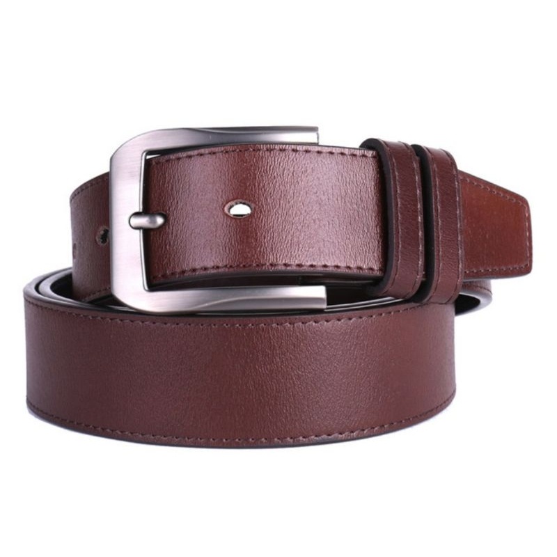 TRENDING-Sabuk gesper Kulit Asli Pria Desain Klasik Dijahit 38Mm