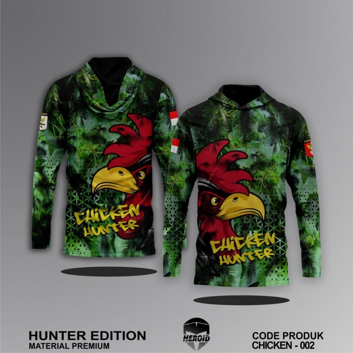 Baju Kamuflase Hunting Camo dan Kaos Berburu Lengan Panjang Camo untuk Pria - Motif Ayam Hutan