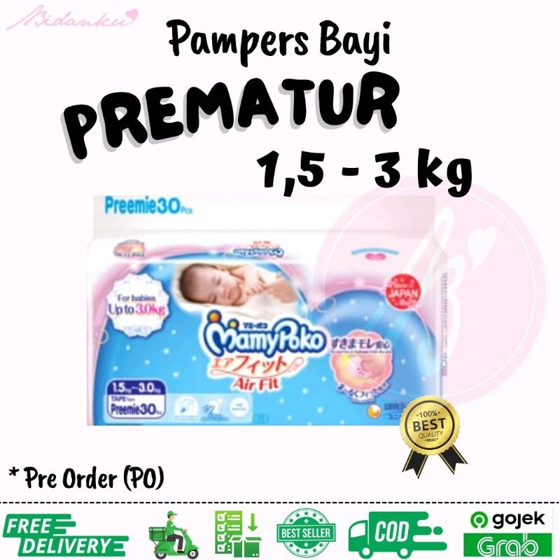 PAMPERS BAYI PREMATUR PREEMIE BB 1,5-3 kg ISI 30 pcs Mamypoko SUPER LEMBUT