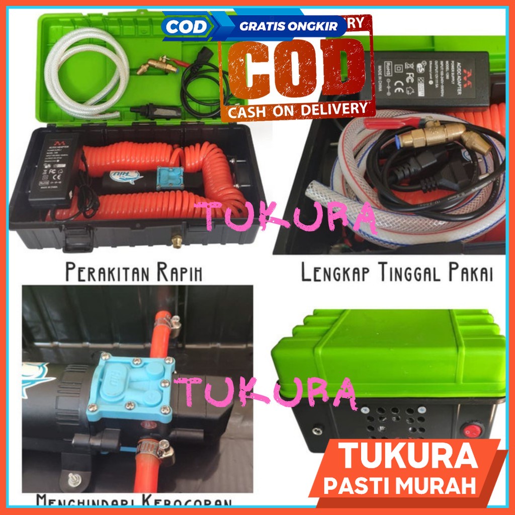 Paket Pompa Box Cuci AC Portabel Selang Spiral 12M Nozzle Apolo - V1