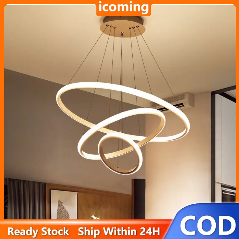 COD [COD]Lampu hias gantung ring/lampu gantung 3 ring 3 susun/3 ring LED3 warna lampu bisa disesuaikan
