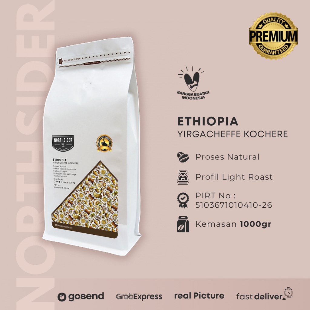 

Northsider Kopi Arabika Ethiopia Yiragcheffe Kochere Natural - 1Kg