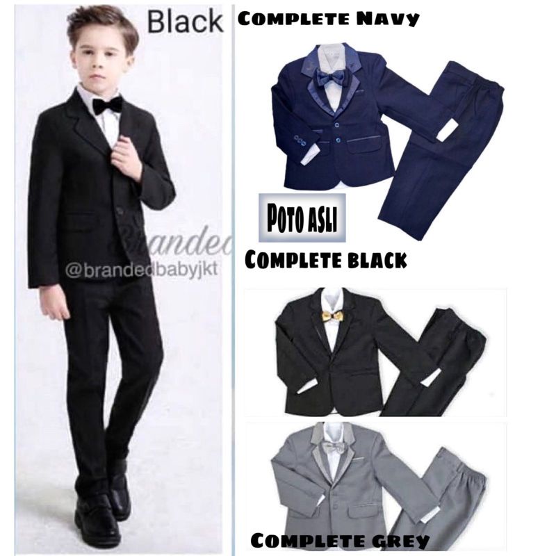 POTO ORI xrt set JAS ANAK / setelan jas hitam / Biru navy anak laki laki /setelan jas dasi kupu kupu