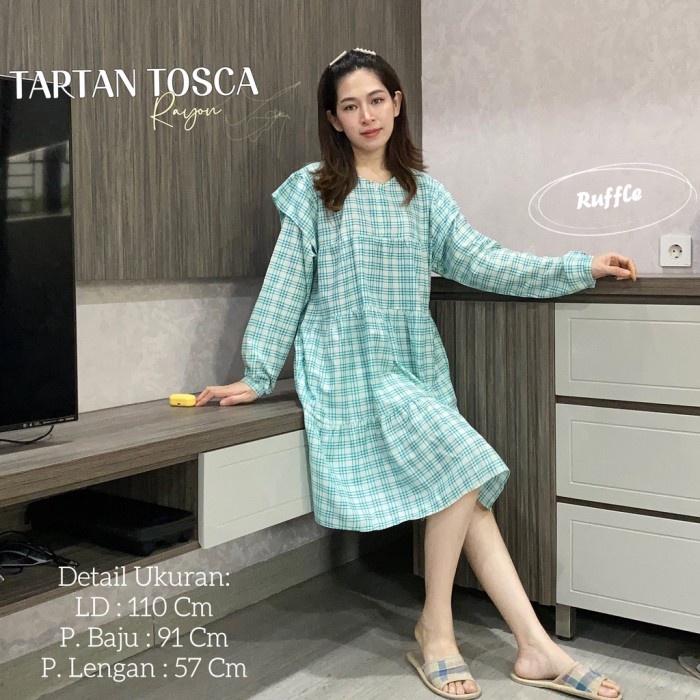 Baju Daster Wanita Dress Cewek Kekinian Homedress Rumahan panjang Ruffle Murah Premium