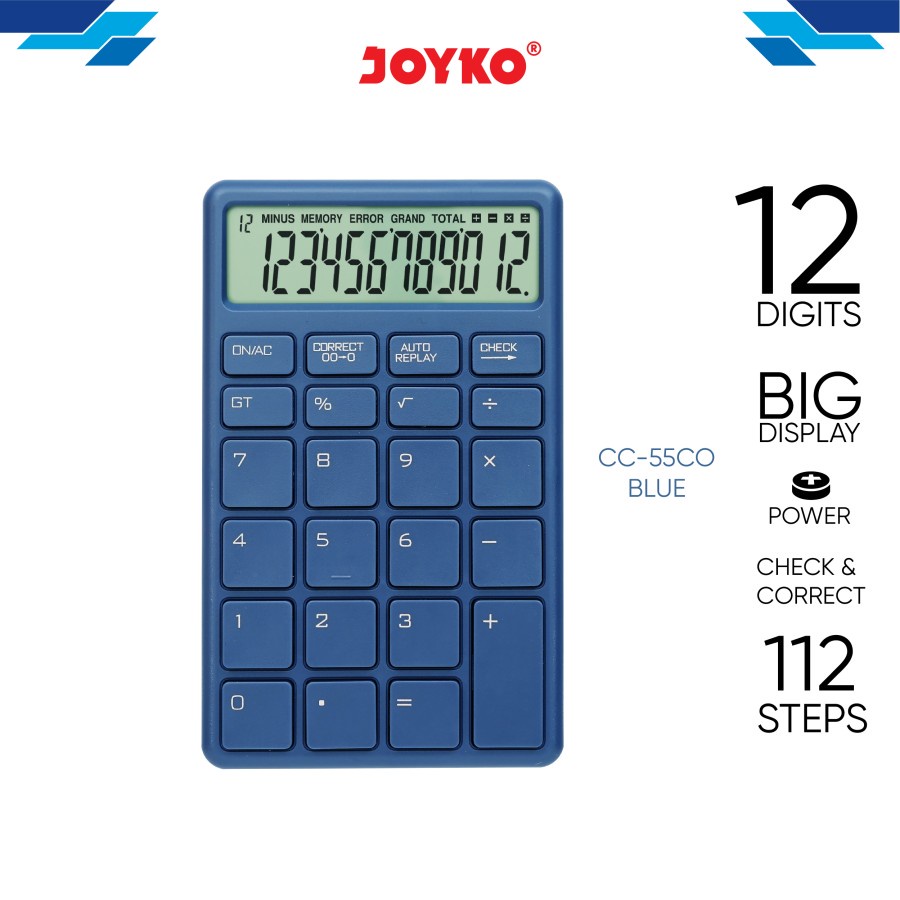 

Adn Kalkulator JOYKO CC 55CO - Calculator Check & Correct Cek Ulang 12 Digit Color
