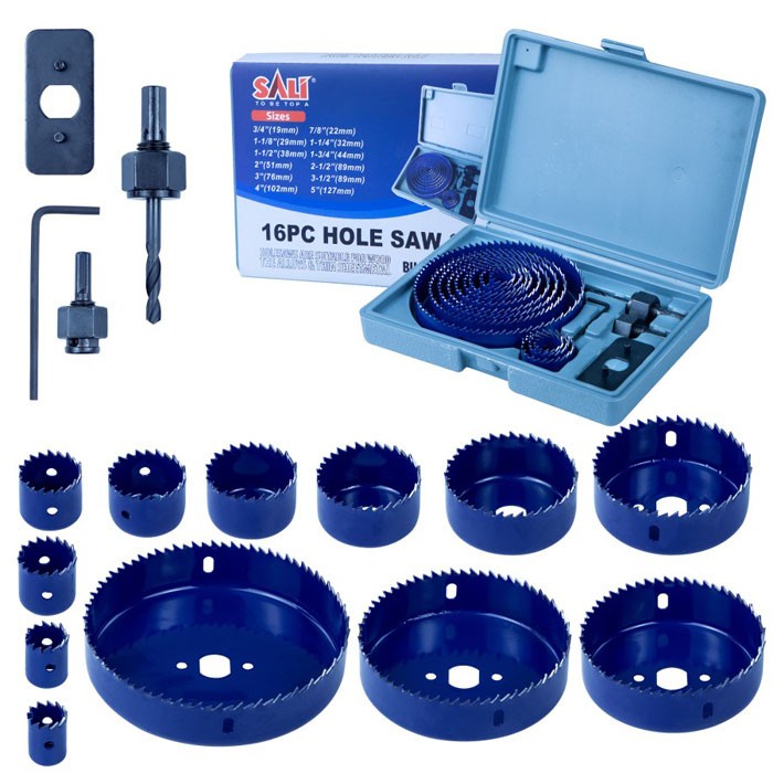 SALI Hole Saw Set Isi 16 Pcs High Hole Saw 16 pcs Carbon Steel