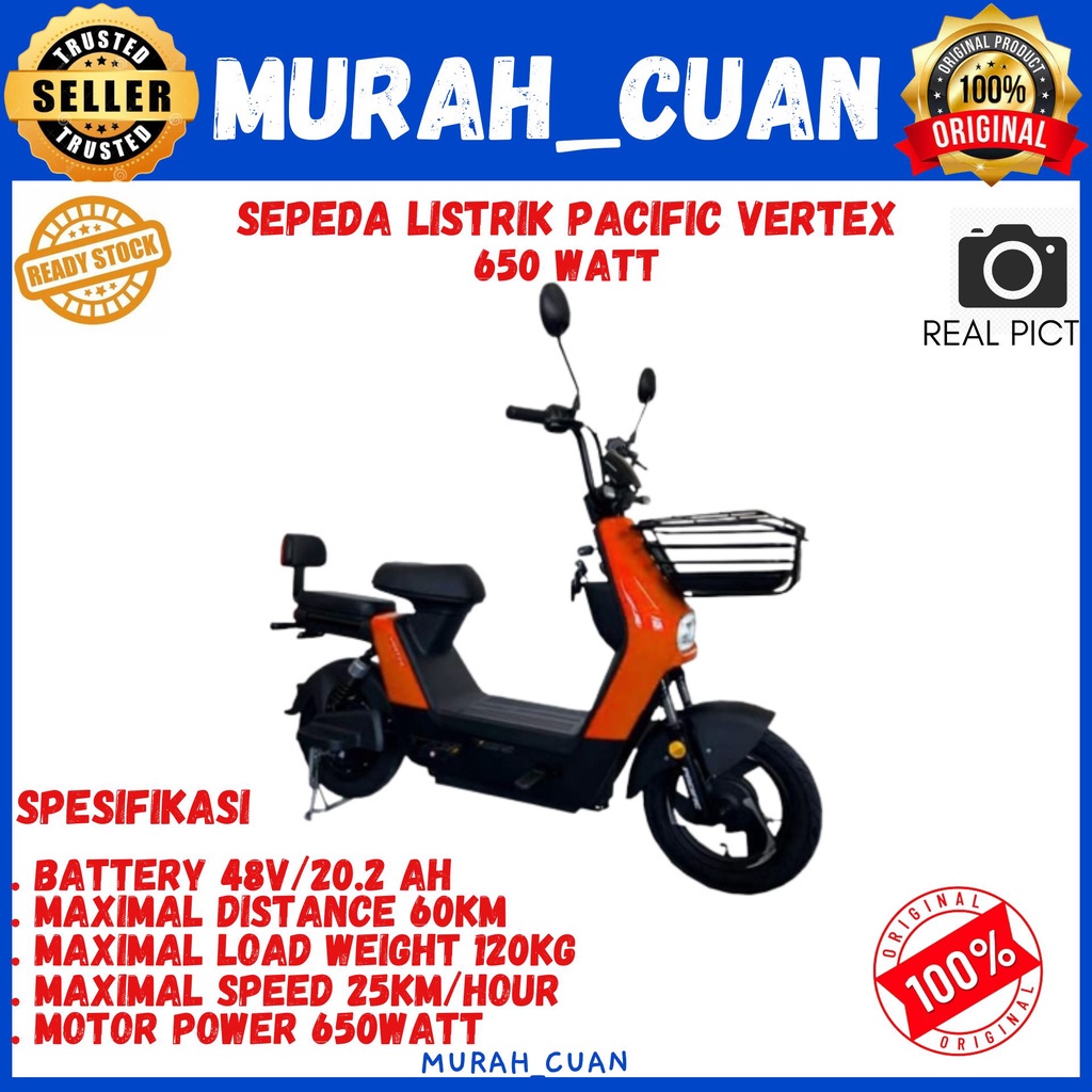 Sepeda Listrik Pacific Vertex Bergaransi Sepeda Listrik E-Bike Pacific Vertex