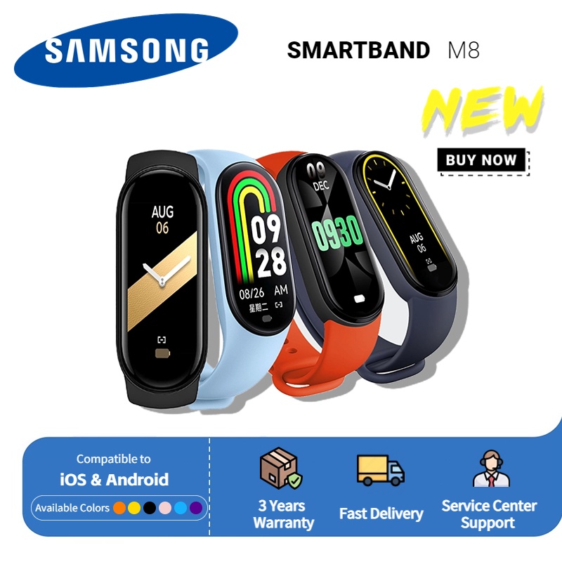 COD 【SAMSUNG】Galaxy band M8 pria smartband  smartwatch wanita jam tangan elektronik Pengingat panggilan masuk, notifikasi pesan, olahraga dan kebugaran, detak jantung, pemantauan tidur, konsumsi kalori, mencari ponsel