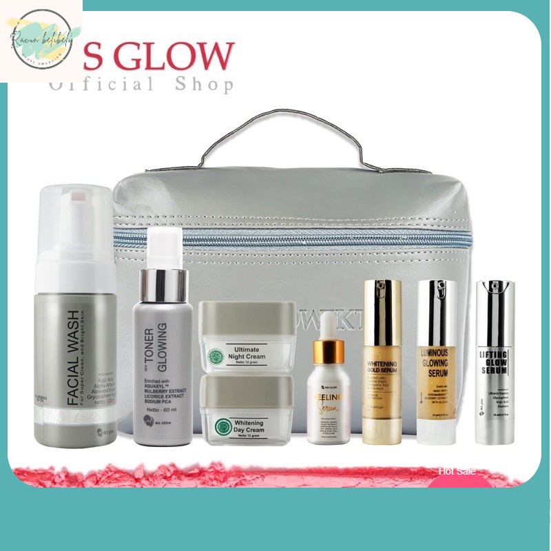 ️ MS GLOW All Produk Paket Wajah Free Pouch Kosmetik/BB/Ecer Whitening Night Cream/Luminous/Malam Ul