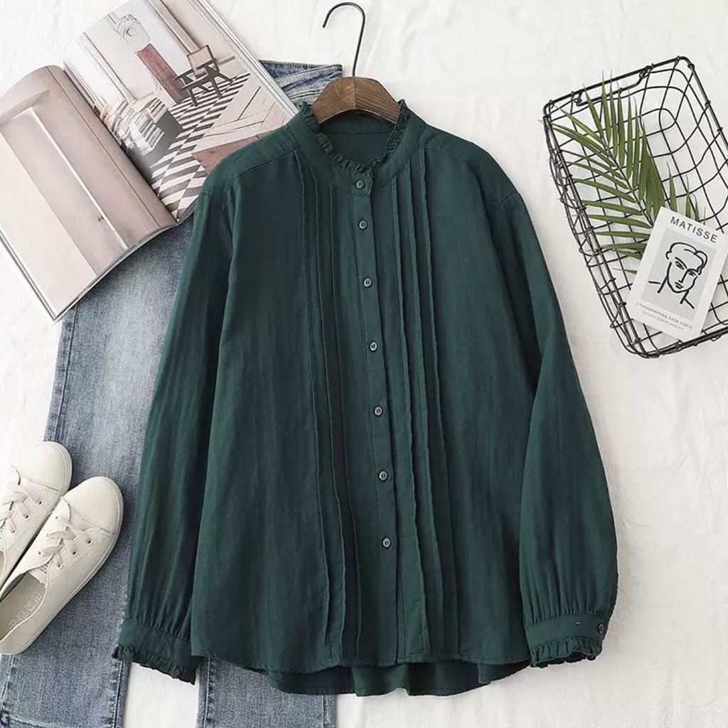 Baju Atasan Kemeja Blouse Blus Bluse Wanita Crinkle Korea Style Rayon Remaja Baju Wanita Kekinian Ce