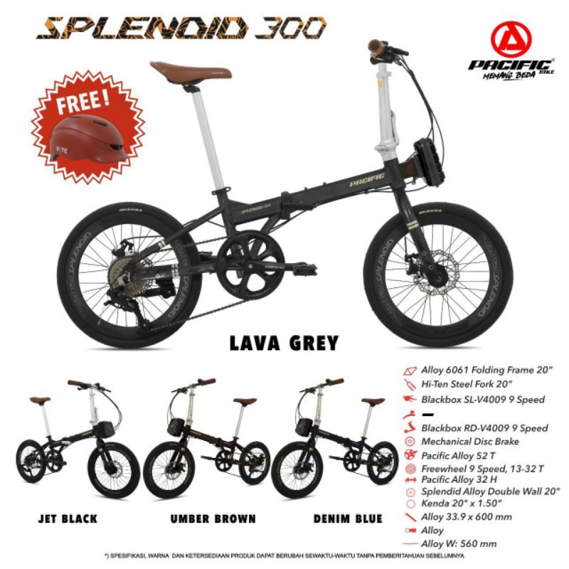 Promo 1 Hari Sepeda Listrik Dewasa Sepeda Lipat 20 Inch Pacific Splendid AX Mekanik &amp; Splendid 300 , 500 , FX, DX Alloy Hydraulic