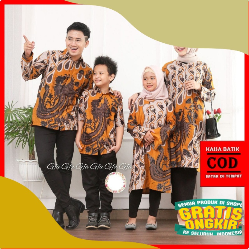 Baju batik Couple keluarga Ibu bapak anak cowok cewek model tunik kemeja/maron navy tosca