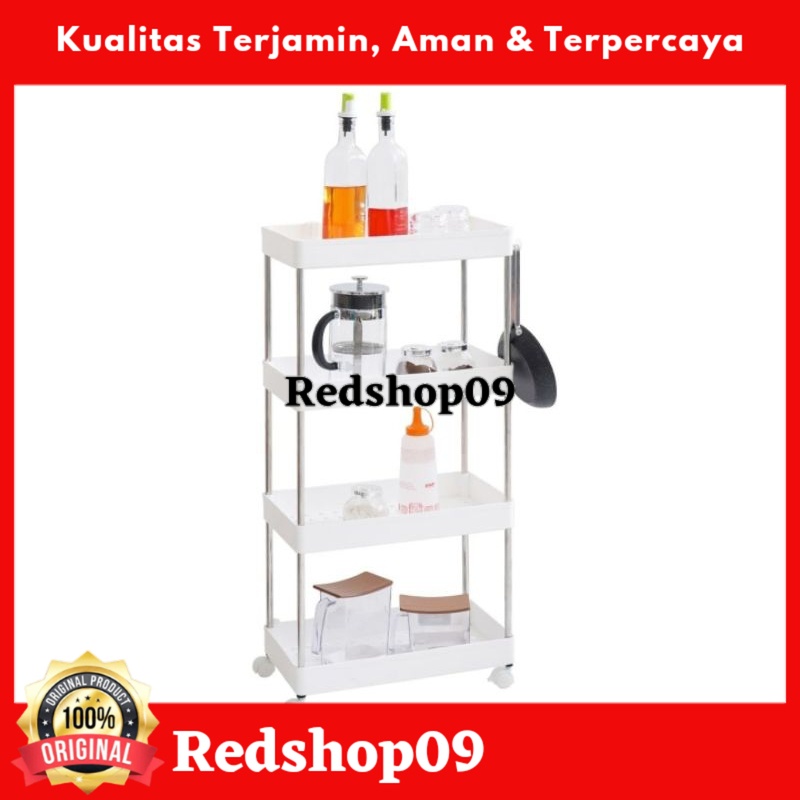 Ace - Stora Rak Troli 4 Tingkat - Putih/Rak Troli