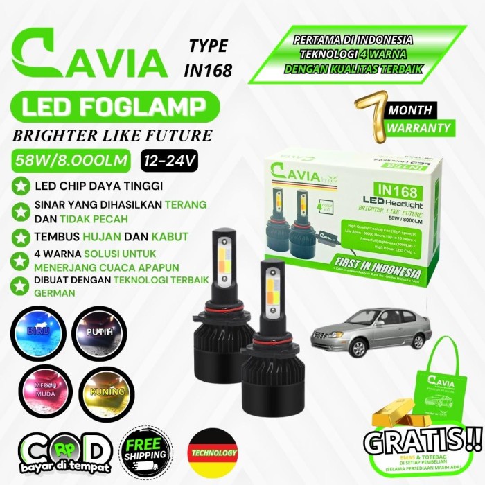 CAVIA-LAMPU LED FOGLAMP 4 WARNA HYUNDAI AVEGA TEMBUS KABUT & HUJAN
