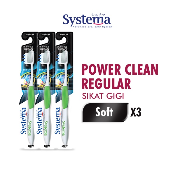 Systema Sikat Gigi Power Clean Regular Head x3