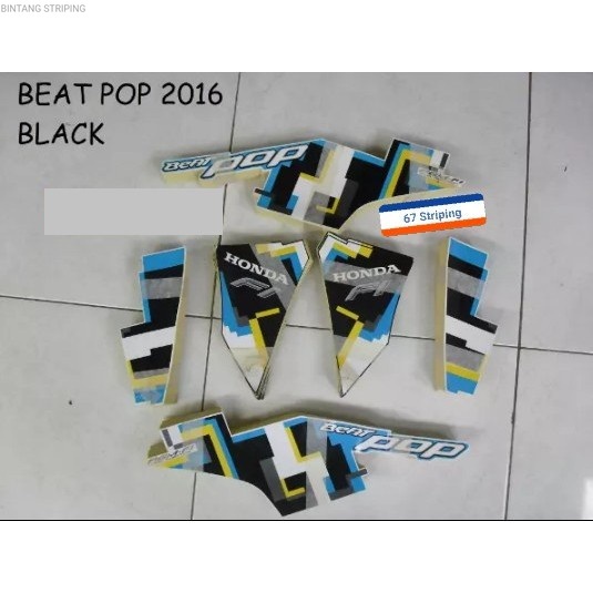 Stiker Striping Motor Beat Pop 2016 Hitam Putih