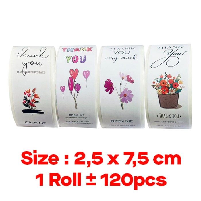 

Label Sticker Thank You Segel Kado Hampers Amplop Undangan Open Me 2,5 x 7,5 cm ±120 pcs/roll