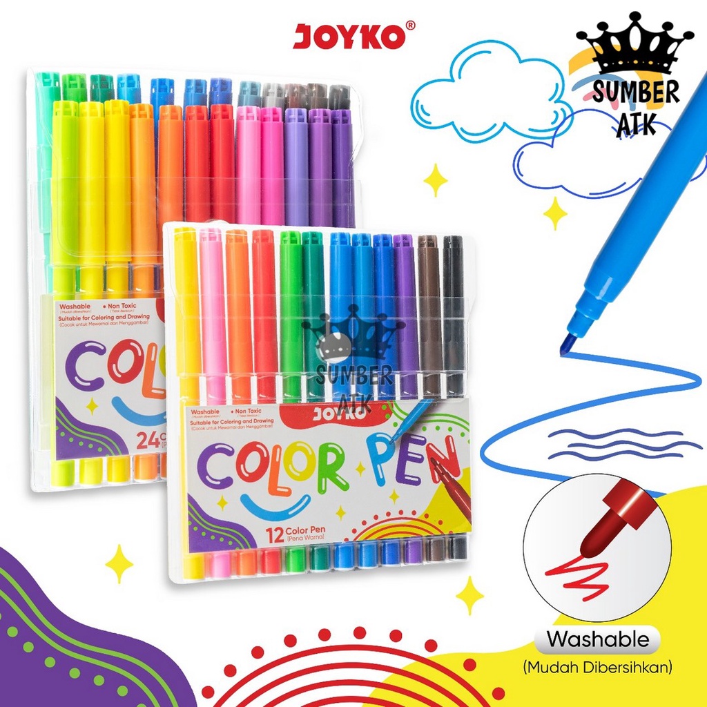 

Color Brush Pen Pena Kuas Warna Joyko CLP-60-12 CLP-60-24 12 & 24 Warna