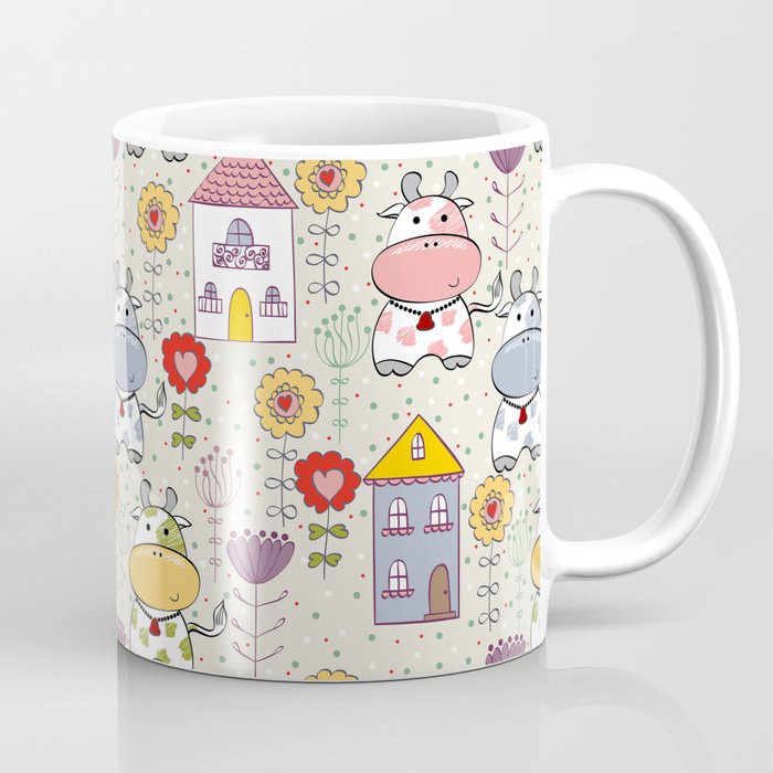 Mug Keramik | Hadiah | Kado | Hampers | Gelas Mug Gambar Lucu Sapi Pattern