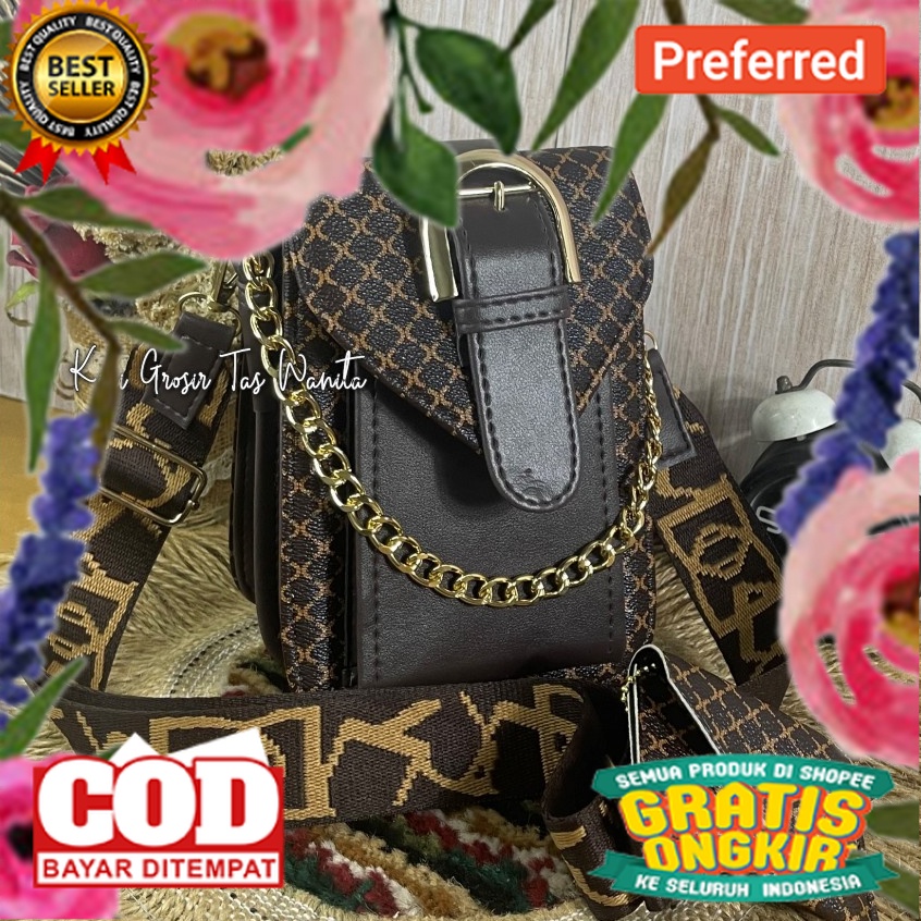 NEW  TAS SELEMPANG HP FASHION KOREA PREMIUM MOTIF EXCLUSIVE FREE DOMPET// TAS SLEMPANG . TAS WANITA 