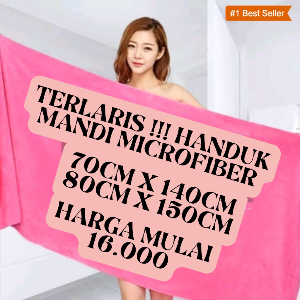 Handuk mandi MICROFIBER POLOS & EMBOS / Handuk Dewasa JUMBO POLOS