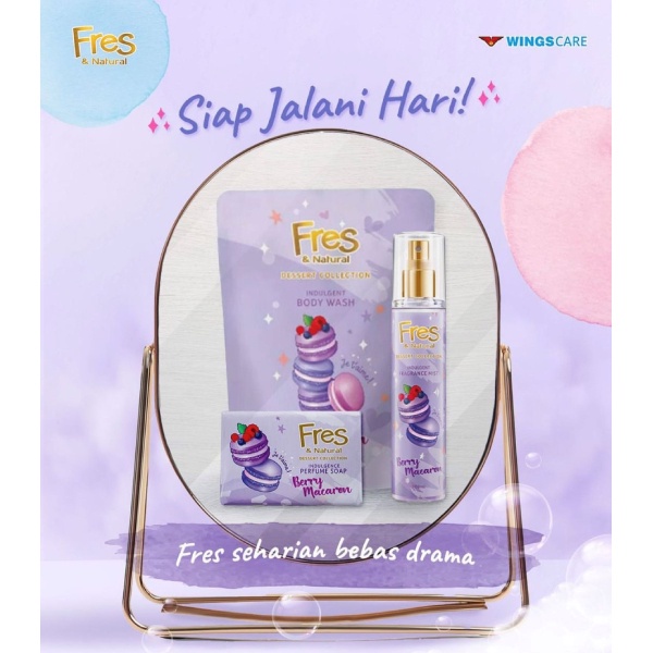 Fres & Natural Sabun Mandi Cair Berry Macaron Pouch 400 ml x3 - Gambar 3