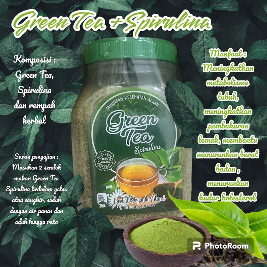 

( COD ) Bubuk Green Tea Spirulina | teh hijau instan | teh diet pelangsing | Jahe merah GREEN TEA spirulina Anugerah Kemasan Toples 350 gram Termurah Jamu Herbal