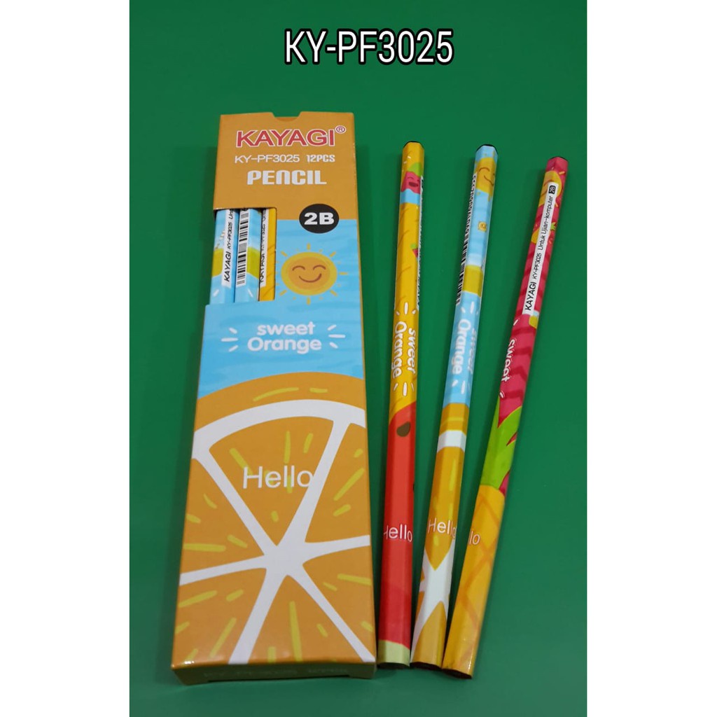 

Pencil / pensil kayu 2b kayagi pensil serut fruit buah 3025 isi 12pcs