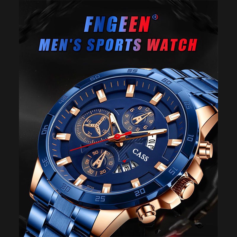 COD CASS JAM TANGAN PRIA ANTI AIR ORII JAM TANGAN PRIA FNGEEN IMPORT RANTAI STAINLESS BIRU STONER JA