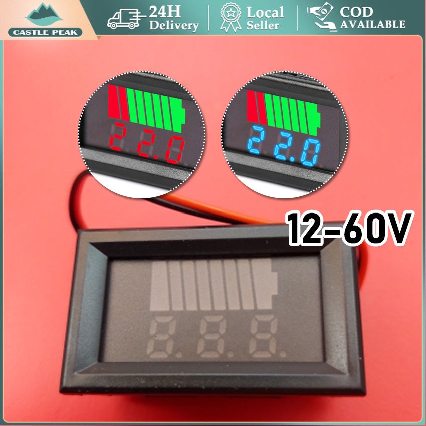 12V - 60V Voltmeter Indikator Kapasitas Aki / Mobil Indikator Level Pengisian Baterai Aki