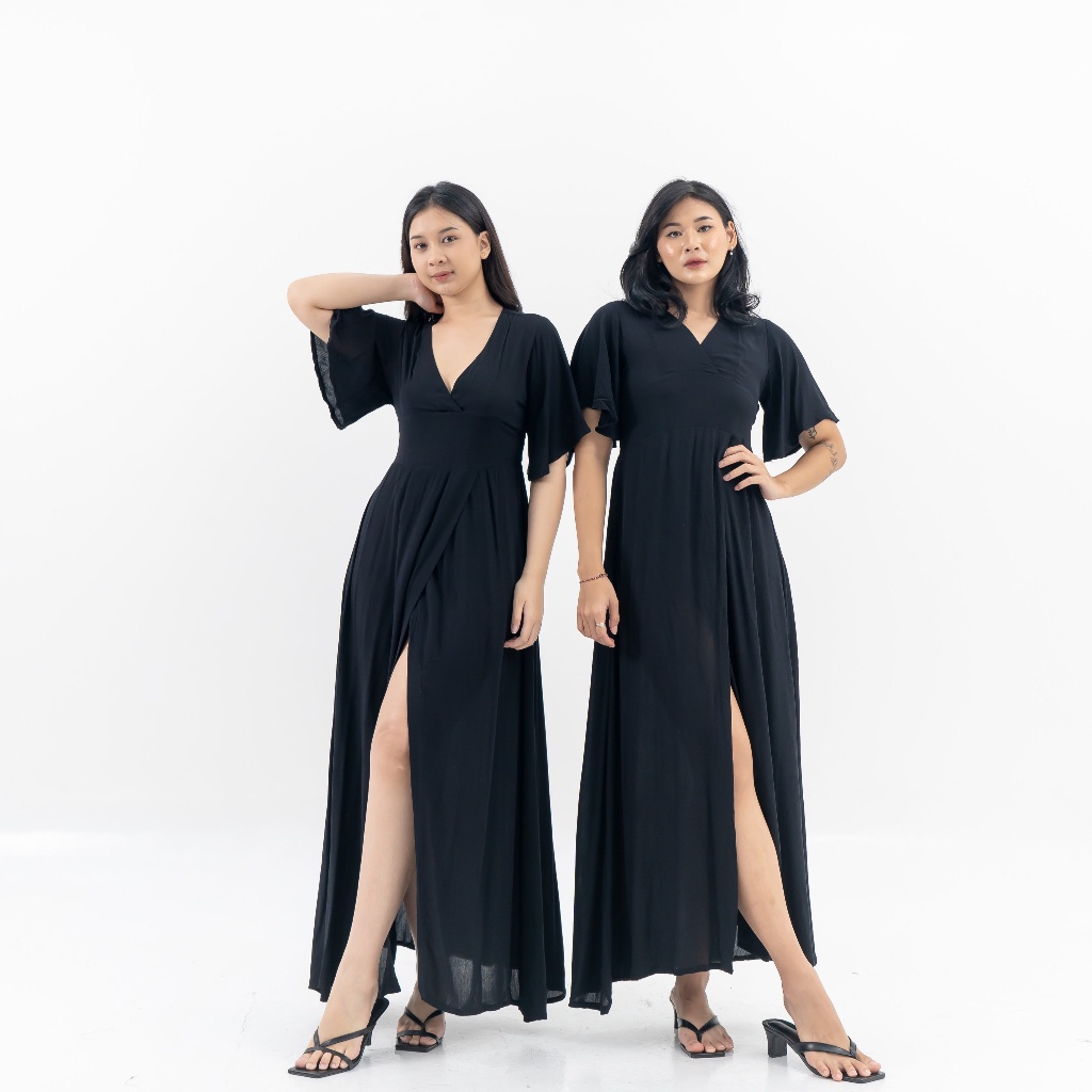 Natal Dress Maxi Dress Pantai Lengan Pendeek Cringkel  Long Dress Dress Panjang DRS A040 By diamore.