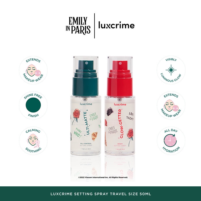 New Product Luxcrime EMILY IN PARIS Setting Spray 50 ml Glow Getter Dewy Setting Spray | Ultimate Oi
