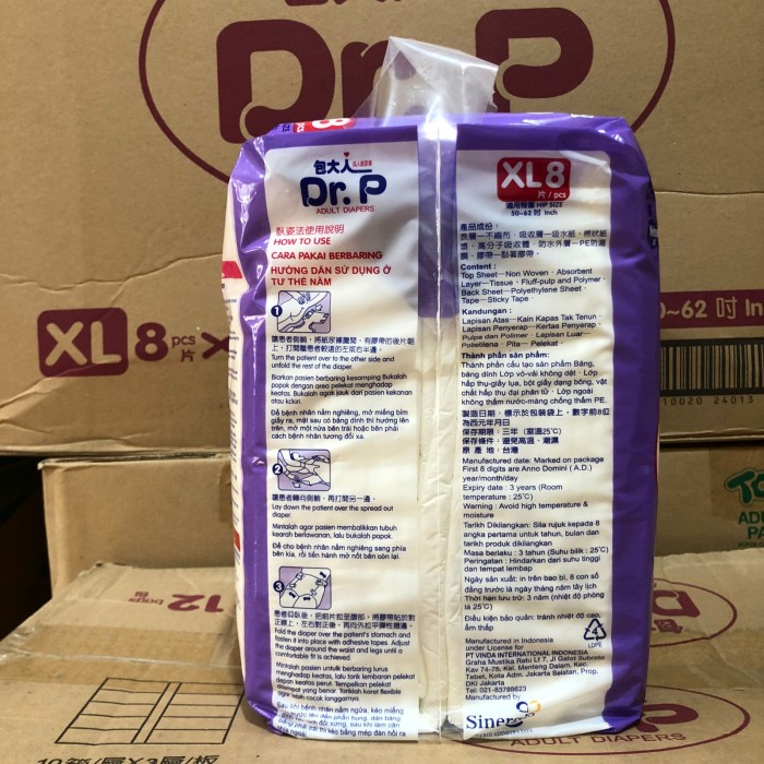 Dr. P DRP Popok Dewasa Tipe Perekat XL8 Dr.P Adult Diapers XL 8 Basic