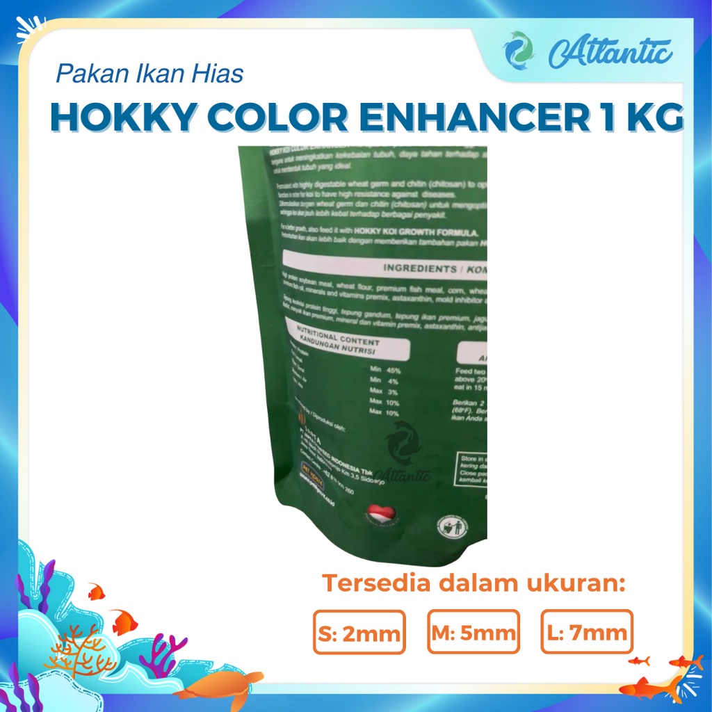 Hokky Color Enhancer Spirulina 1kg Pakan Makanan Warna Ikan Hias Koi 1kg