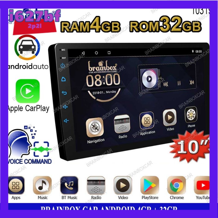 Brainbox TV Android 10 Inch 4GB + 32GB Head Unit Mobil 2 Din DoubleDin