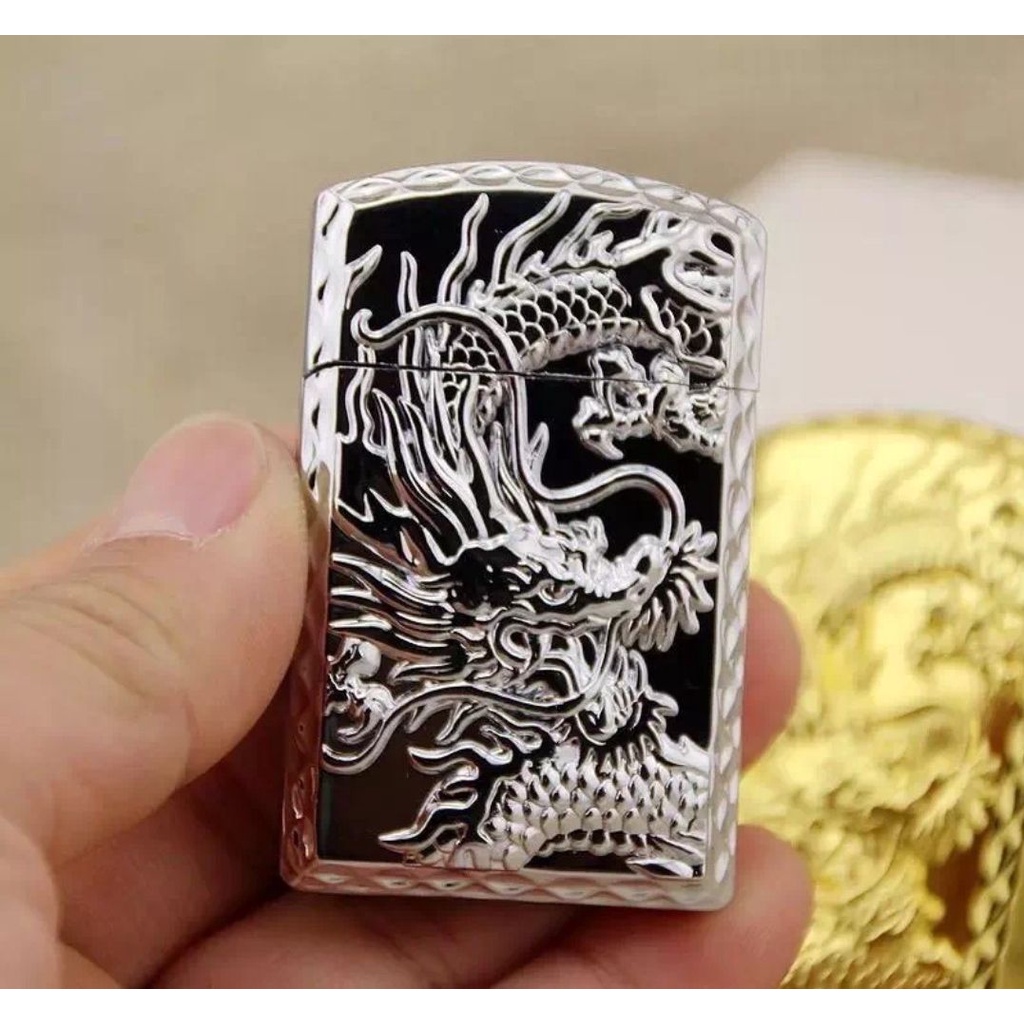 KOREK API VINTAGE korek api bara gas dupoon motif naga jet power  korek api las bisa isi ulang korek