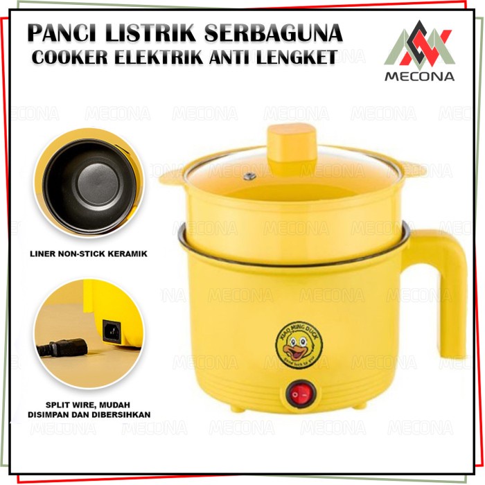 MECONA - Panci Listrik Dengan Kukusan Wajan Elektrik Serbaguna - Fashion