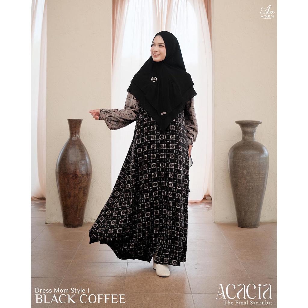 Gamis Mom Acacia Family Series Black Coffe by Aden Hijab