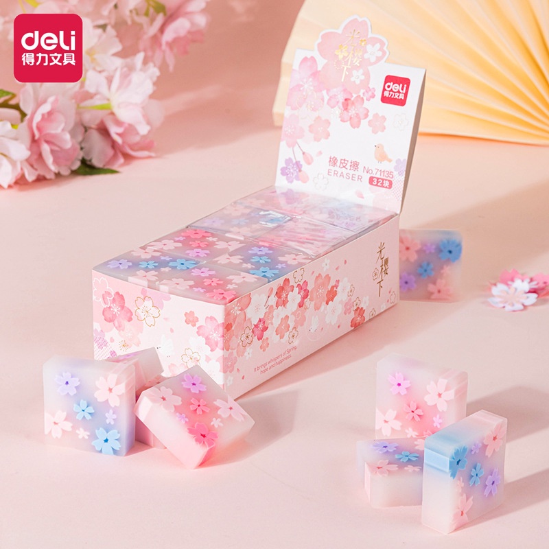 

Eraser/Penghapus Pensil Gambar Bunga Sakura 2 Warna Deli 71135
