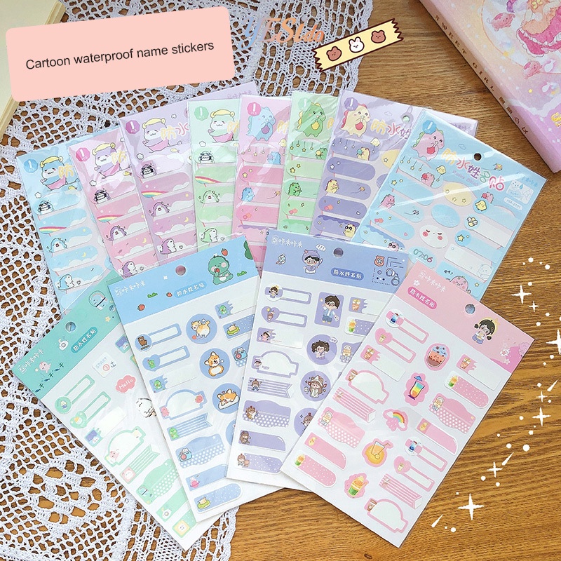 

COD✨ Stiker nama tahan air kartun siswa tulisan tangan stiker cangkir air stiker label perekat diri stiker-YES