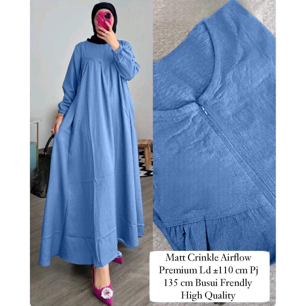 NEW BAJU GAMIS POLOS MODEL SEKARANG - GAMIS BUSUI CRINKLE AIRFLOW PREMIUM - GAMIS MUSLIM DEWASA -GAM