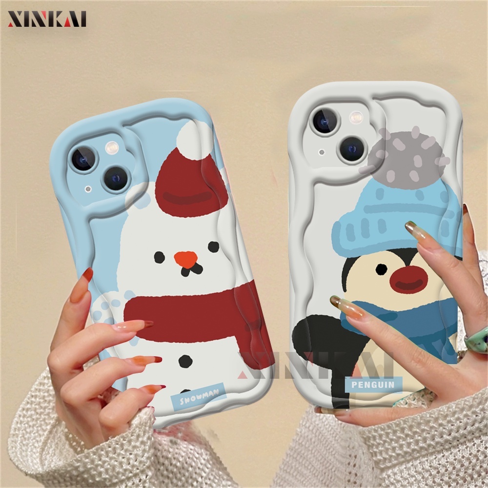 Casing hp Infinix Hot 30i Smart 8 Note 12 G96 Note 30 Note 30 Pro Smart 7 Smart 6 Smart 5   Hot 12 Play 11 Play 9 Play 10 Play Hot 20S Cartoon Fear of Cold Penguins 3D Soft Edge Phone Case Cover XINKAI