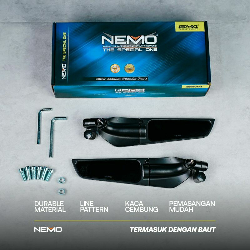 NEMO Spion Winglet (1367B-6) Model Rizoma Universal Kaca Cembung (BIG)