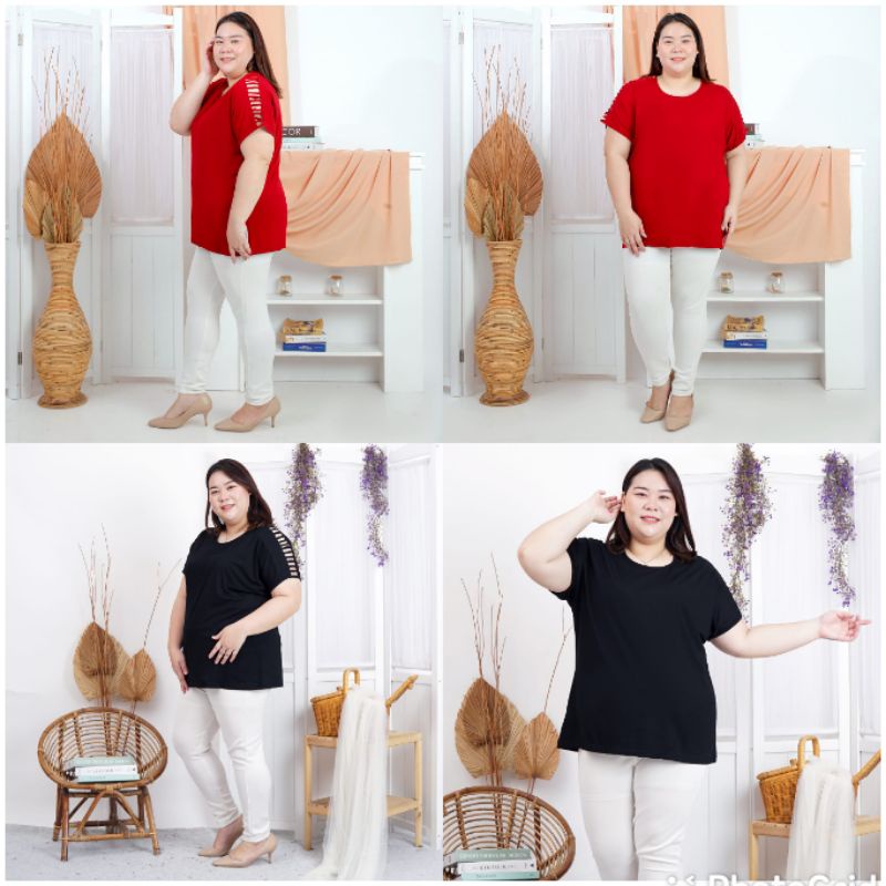 LD 140 BAJU ATASAN KAOS BLOUSE FASHION PAKAIAN WANITA CEWE KEKINIAN SUPER JUMBO BIGSIZE OVERSIZE SPA