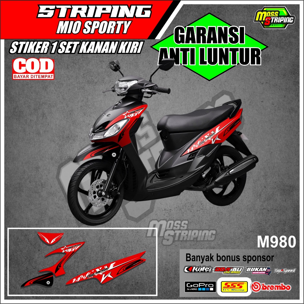 Striping stiker lis decal Mio Smile Motor Mio 110 Sporty Smile Lampu U semi fullbody