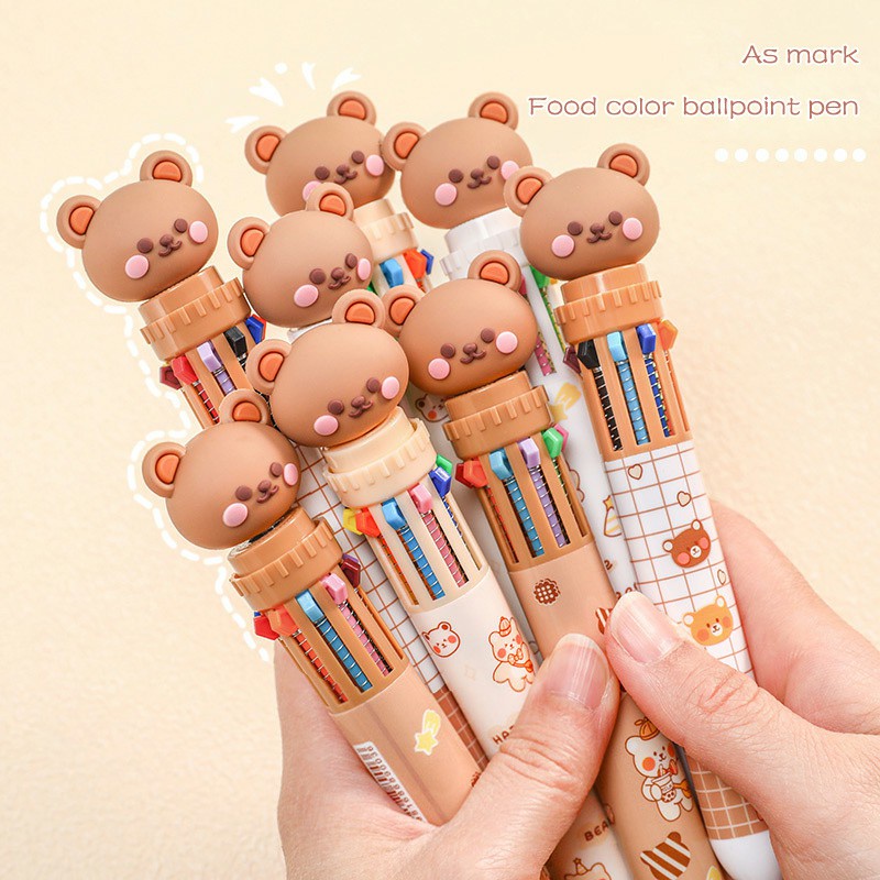 

COD✨Pulpen 10 Dan 6 Warna Beruang Kartun Lucu Stasioner Kantor Siswa Pena Bear Bolpoin 10 Warna Impor Murah Untuk Alat Tuilis -Yinmer